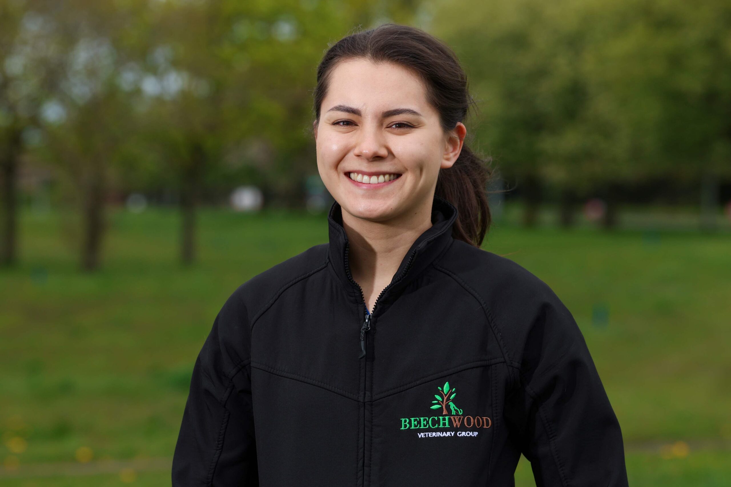 Alice pictured in green area outside Beechwood Vets